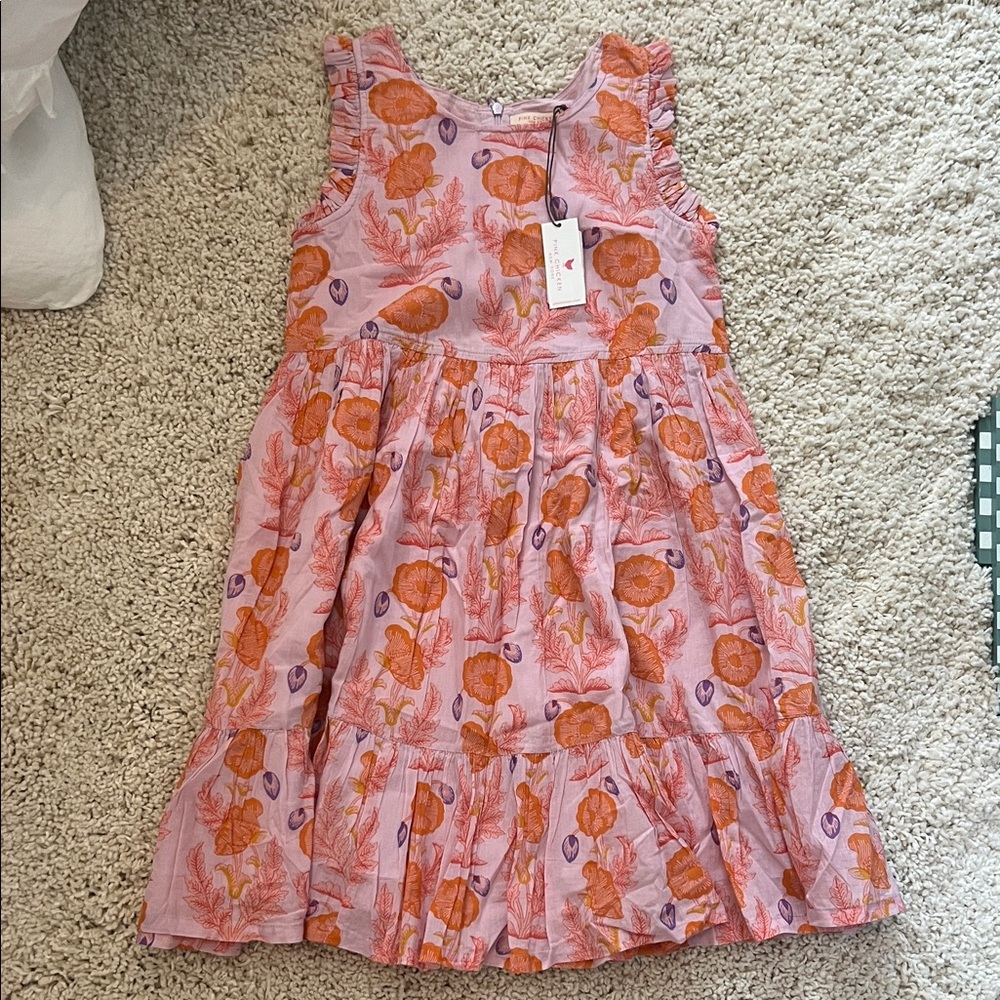 Pink Chicken Orange and Purple Floral Kids Dress